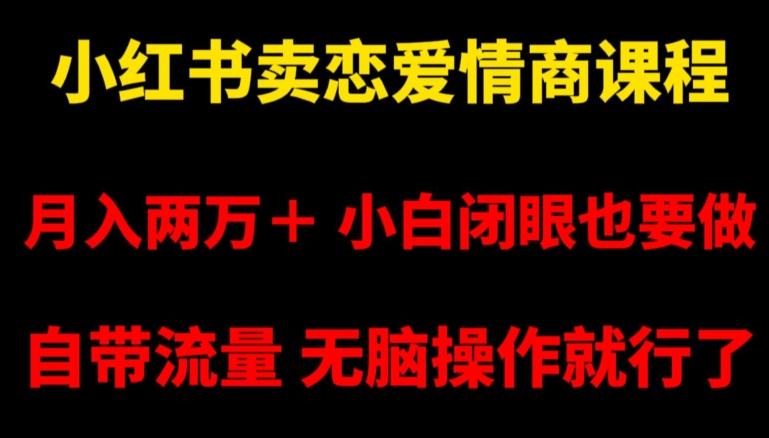 小红书卖恋爱情商课程，月入两万＋，小白闭眼也要做，自带流量，无脑操作就行了【揭秘】-小鹏项目网