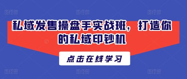私域发售操盘手实战班，打造你的私域印钞机-小鹏项目网