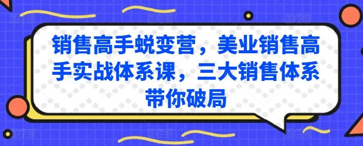 销售高手蜕变营，美业销售高手实战体系课，三大销售体系带你破局-小鹏项目网