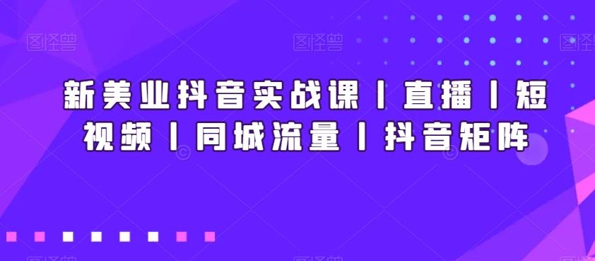 新美业抖音实战课丨直播丨短视频丨同城流量丨抖音矩阵-小鹏项目网