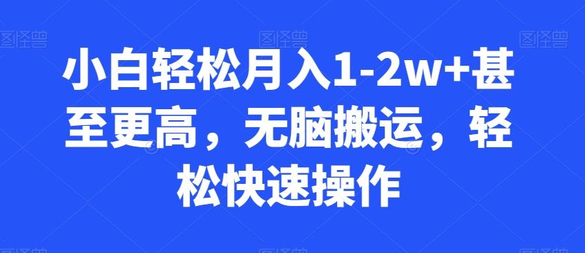 小白轻松月入1-2w+甚至更高，无脑搬运，轻松快速操作-小鹏项目网