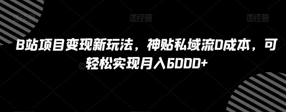 B站项目变现新玩法，神贴私域流0成本，可轻松实现月入6000+【揭秘】-小鹏项目网