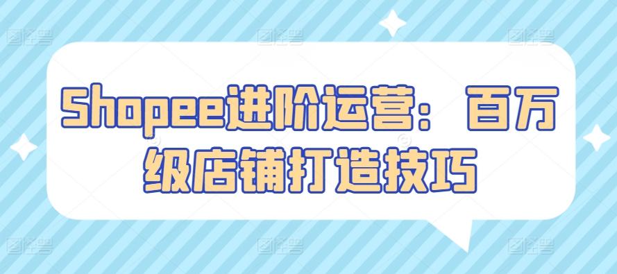 Shopee进阶运营：百万级店铺打造技巧-小鹏项目网