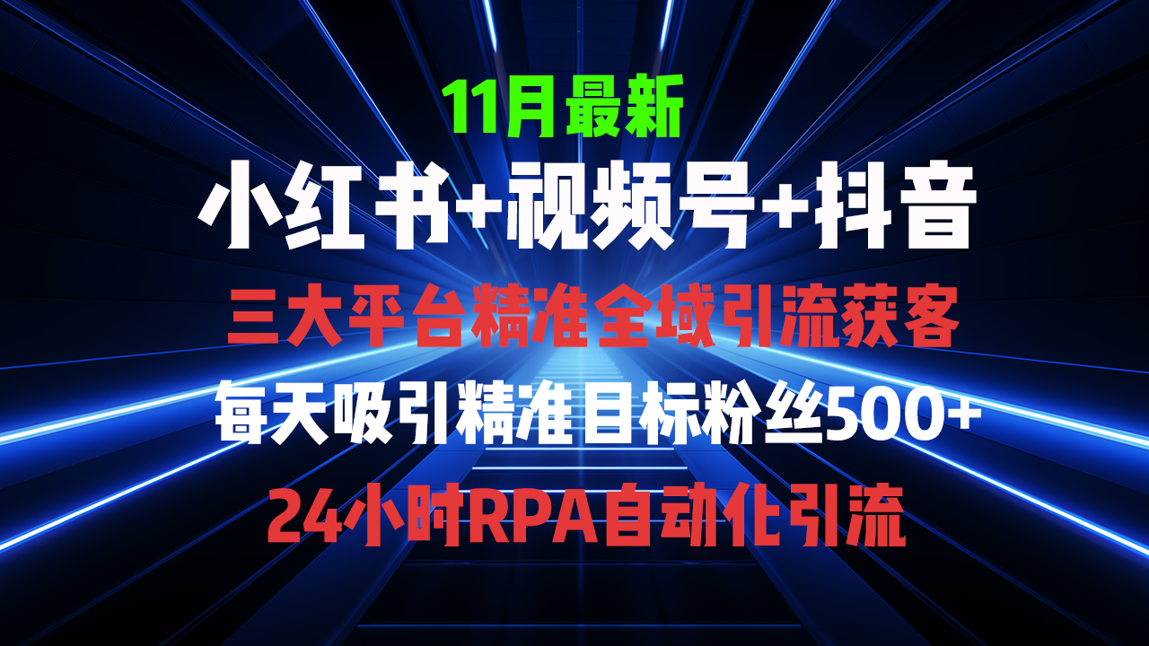 全域多平台引流私域打法，小红书，视频号，抖音全自动获客，截流自…-小鹏项目网