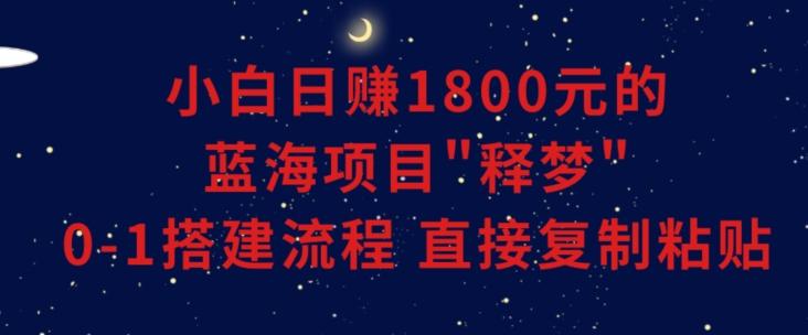 小白能日赚1800元的蓝海项目”释梦”0-1搭建流程可直接复制粘贴长期做【揭秘】-小鹏项目网