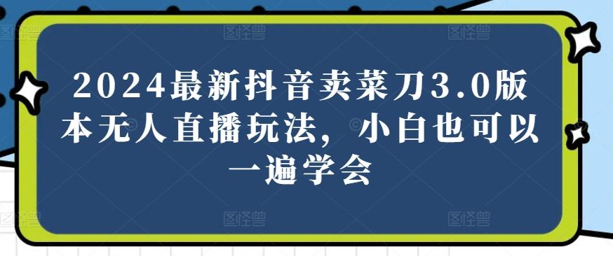 2024最新抖音卖菜刀3.0版本无人直播玩法，小白也可以一遍学会【揭秘】-小鹏项目网
