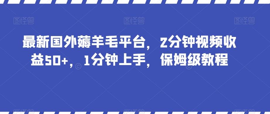 最新国外薅羊毛平台，2分钟视频收益50+，1分钟上手，保姆级教程【揭秘】-小鹏项目网