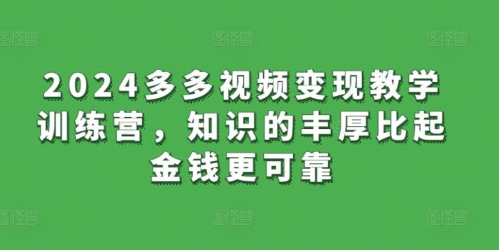 2024多多视频变现教学训练营，知识的丰厚比起金钱更可靠-小鹏项目网