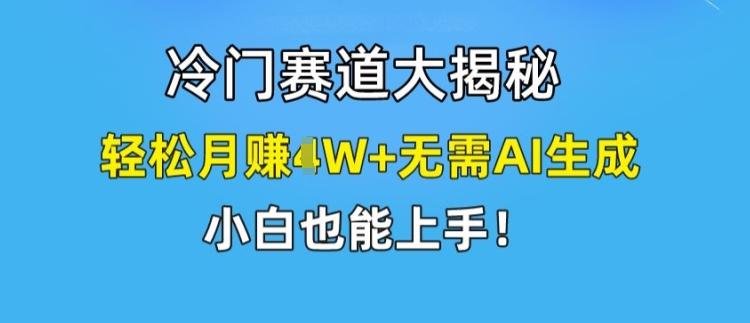冷门赛道大揭秘，轻松月赚1W+无需AI生成，小白也能上手【揭秘】-小鹏项目网