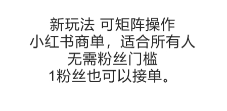可矩阵操作，小红书商单新玩法，适合所有人，无需粉丝门槛，1粉丝也可以接单-小鹏项目网