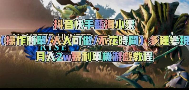 抖音快手蓝海小众（操作简单人人可做不花时间）多种变现月入2w＋暴利单机游戏教程-小鹏项目网