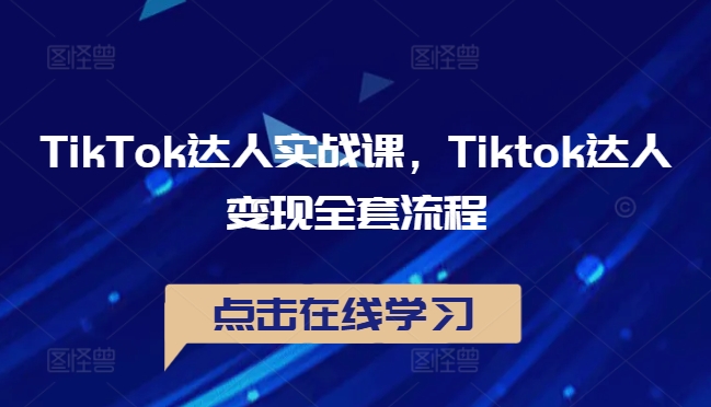 TikTok达人实战课，Tiktok达人变现全套流程-小鹏项目网