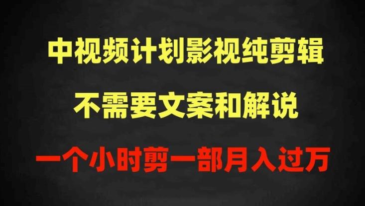 中视频计划影视纯剪辑，不需要文案和解说，一个小时剪一部，100%过原创月入过万【揭秘】-小鹏项目网