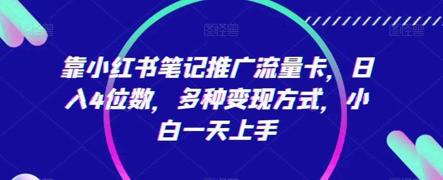 靠小红书笔记推广流量卡，日入4位数，多种变现方式，小白一天上手-小鹏项目网