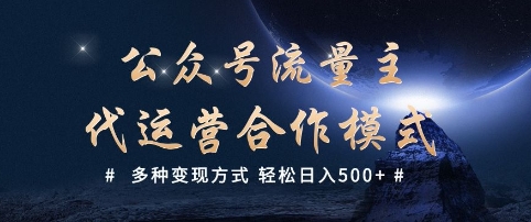公众号流量主代运营  多种变现方式 轻松日入5张【揭秘】-小鹏项目网