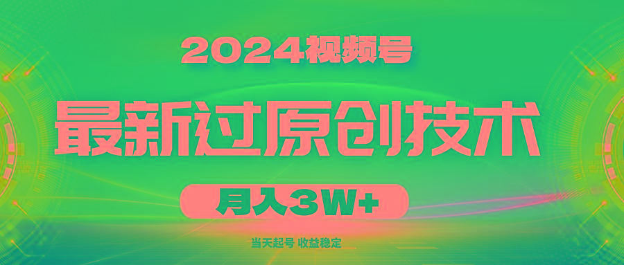 2024视频号最新过原创技术，当天起号，收益稳定，月入3W+-小鹏项目网