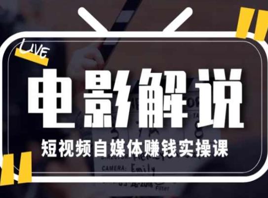 电影解说短视频自媒体赚钱实操课，教你做电影解说短视频，月赚1万-小鹏项目网