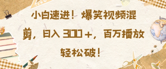 小白速进，爆笑视频混剪，日入3张，百万播放轻松破【揭秘】-小鹏项目网