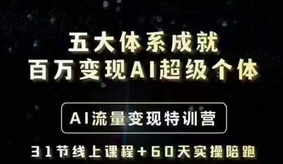 五大体系成就百万变现AI超级个体- AI流量变现特训营，一步一步教你一个人怎么年入百W-小鹏项目网