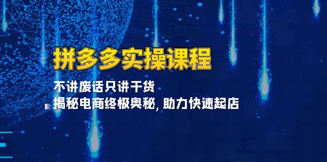 拼多多实操课程：不讲废话只讲干货, 揭秘电商终极奥秘,助力快速起店-小鹏项目网
