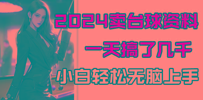 2024卖台球资料，一天搞了几千，小白轻松无脑上手-小鹏项目网