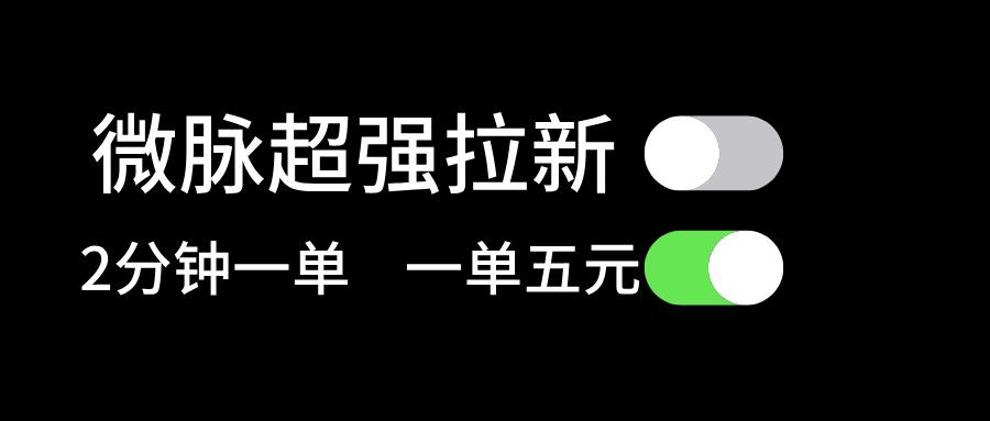 微脉超强拉新， 两分钟1单， 一单利润5块，适合小白-小鹏项目网