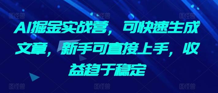 AI掘金实战营，可快速生成文章，新手可直接上手，收益趋于稳定-小鹏项目网