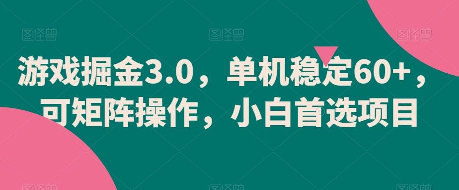 游戏掘金3.0，单机稳定60+，可矩阵操作，小白首选项目【揭秘】-小鹏项目网