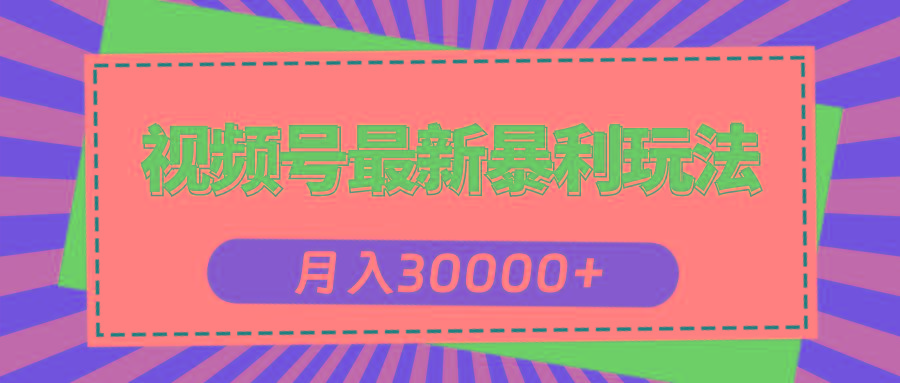 视频号最新暴利玩法，轻松月入30000+-小鹏项目网