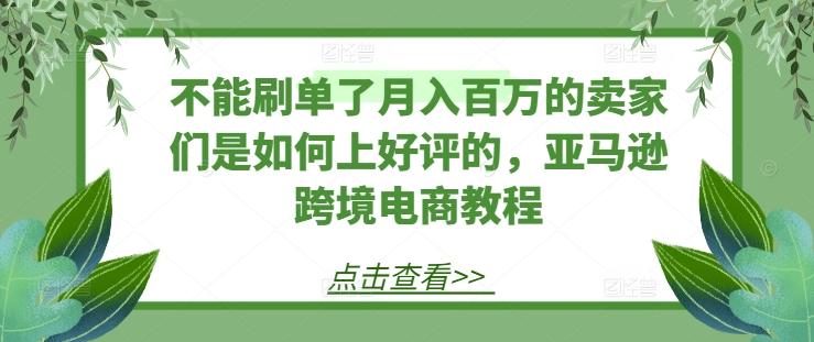 不能刷单了月入百万的卖家们是如何上好评的，亚马逊跨境电商教程-小鹏项目网