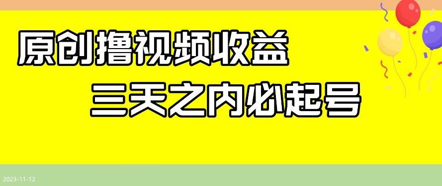 最新撸视频收益，三天之内必起号，一天保底100+【揭秘】-小鹏项目网