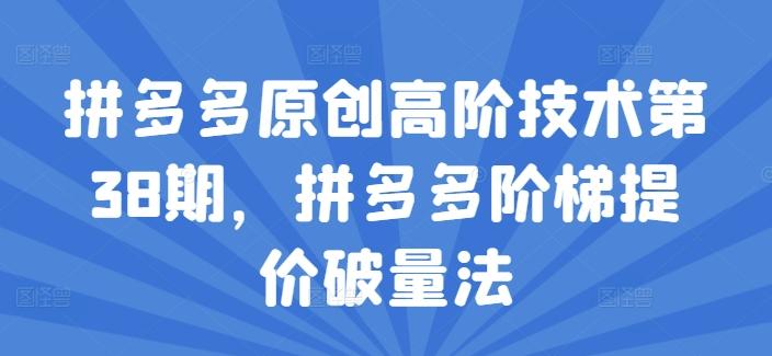拼多多原创高阶技术第38期，拼多多阶梯提价破量法-小鹏项目网