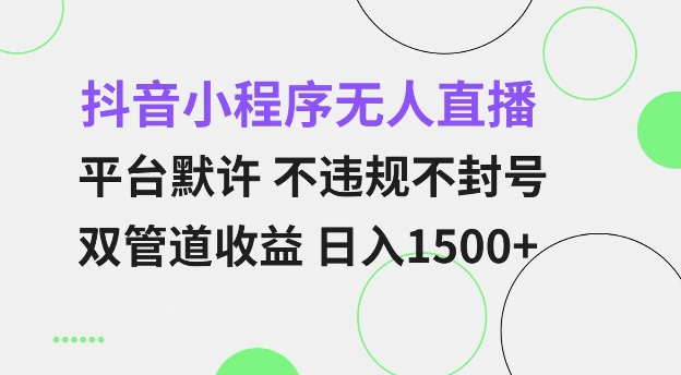 抖音小程序无人直播 平台默许 不违规不封号 双管道收益 日入多张 小白也能轻松操作【仅揭秘】-小鹏项目网