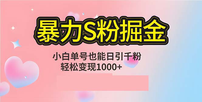 单人单机日引千粉，变现1000+，S粉流量掘金计划攻略-小鹏项目网
