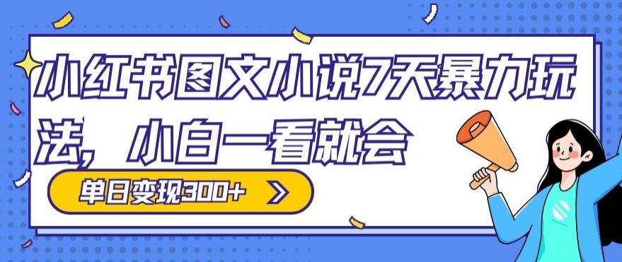 小红书图文小说7天暴力玩法，小白一看就会，单日变现300+-小鹏项目网