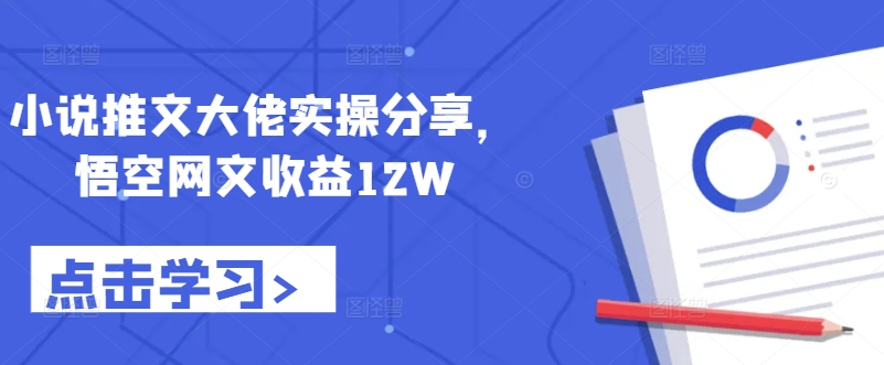 小说推文大佬实操分享，悟空网文收益12W-小鹏项目网