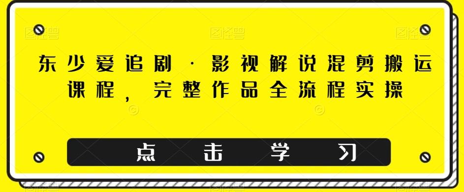 东少爱追剧·影视解说混剪搬运课程，完整作品全流程实操-小鹏项目网