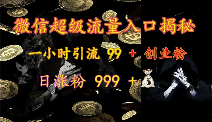 微信超级流量入口揭秘：一小时引流 99 + 创业粉，日涨粉 999 +-小鹏项目网