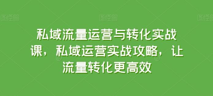 私域流量运营与转化实战课，私域运营实战攻略，让流量转化更高效-小鹏项目网