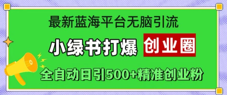 最新蓝海平台无脑引流，小绿书打爆创业圈，全自动日引500+精准创业粉-小鹏项目网