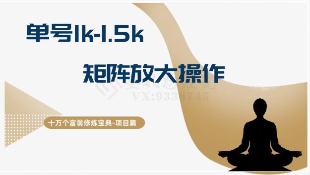十万个富翁修炼宝典15.单号1k-1.5k，矩阵放大操作-小鹏项目网