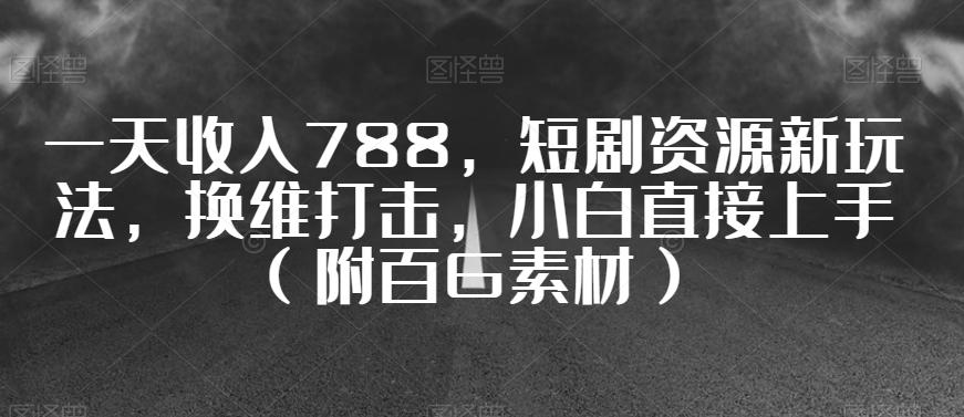 一天收入788，短剧资源新玩法，换维打击，小白直接上手（附百G素材）【揭秘】-小鹏项目网