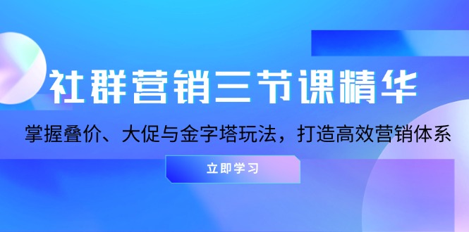 社群营销三节课精华：掌握叠价、大促与金字塔玩法，打造高效营销体系-小鹏项目网