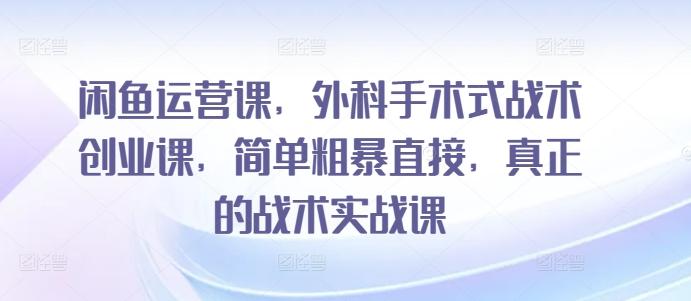 闲鱼运营课，外科手术式战术创业课，简单粗暴直接，真正的战术实战课-小鹏项目网