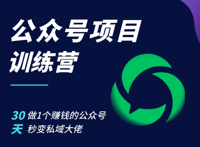 公众号项目训练营，30天做1个赚钱的公众号，秒变私域大佬-小鹏项目网