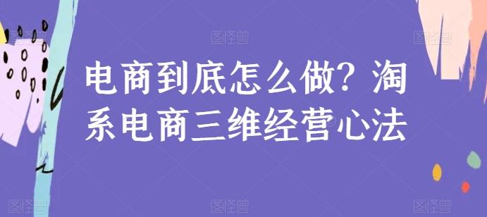 电商到底怎么做？淘系电商三维经营心法-小鹏项目网