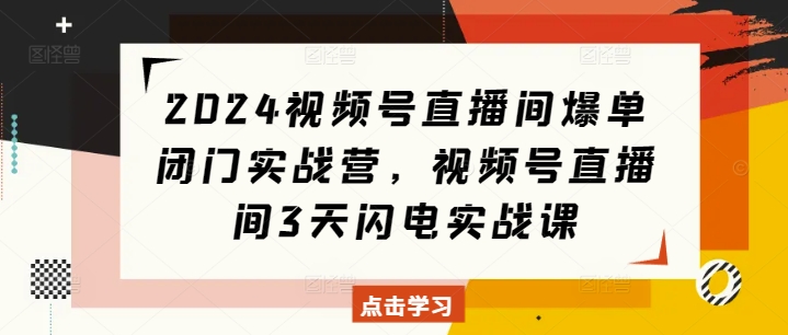 2024视频号直播间爆单闭门实战营，视频号直播间3天闪电实战课-小鹏项目网