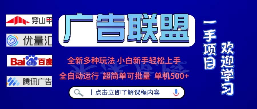 广告联盟 全新多种玩法 单机500+  全自动运行  可批量运行-小鹏项目网