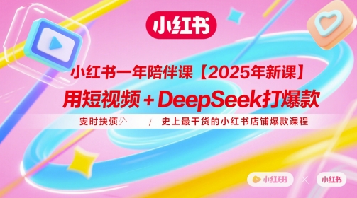 小红书一年陪伴课【2025年新课】，用短视频+deepSeek打爆款，史上最干货的小红书店铺爆款课程-小鹏项目网