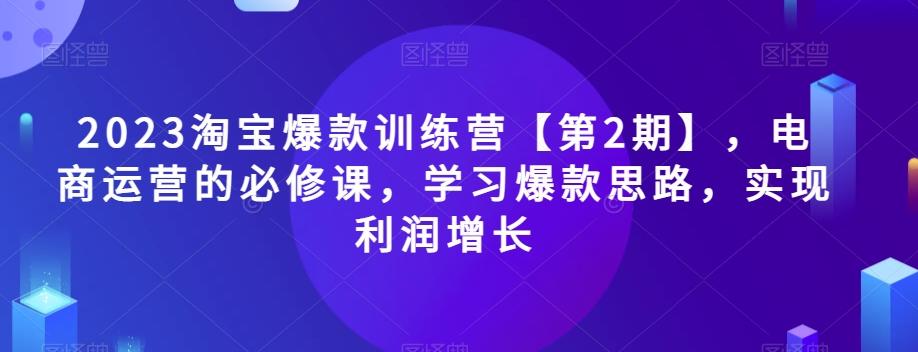 2023淘宝爆款训练营【第2期】，电商运营的必修课，学习爆款思路，实现利润增长-小鹏项目网